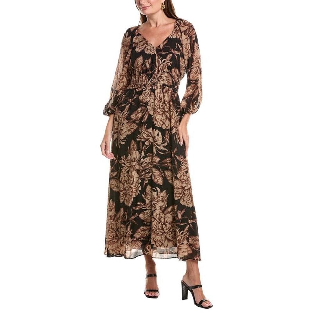 Taylor Womens  Long Sleeve Midi Dress, Black